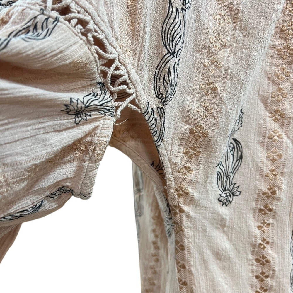 Free People New Romantics Pink Cotton Gauze Embroidered Kimono Wrap Top Small - Picture 4 of 12